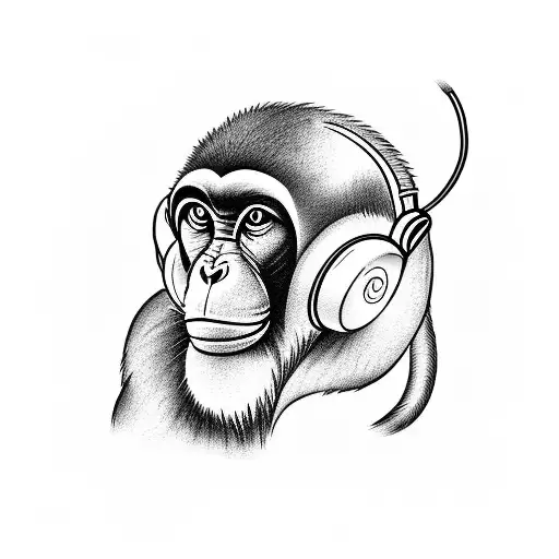 monkey headphones Forrest  tattoo design idea