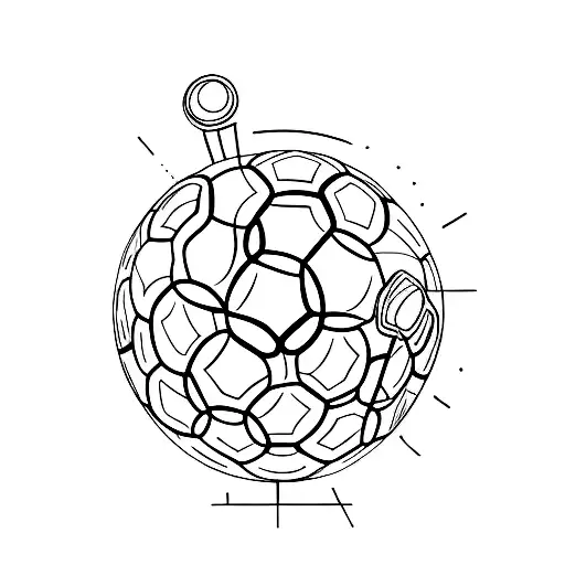 A minimalist tattoo of a soccer ball merging with a video game controller tattoo design idea