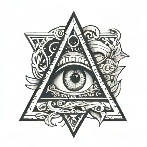 upside down triangle with eye inside tattoo design idea
