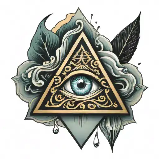 water triangle symbol  with eye inside tattoo design idea