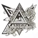 Envision an upside-down triangle, its apex pointing downward, symbolizing a connection to intuition and the subconscious tattoo design idea