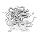 demon samurai cutting snakes off of medusa's head tattoo design idea