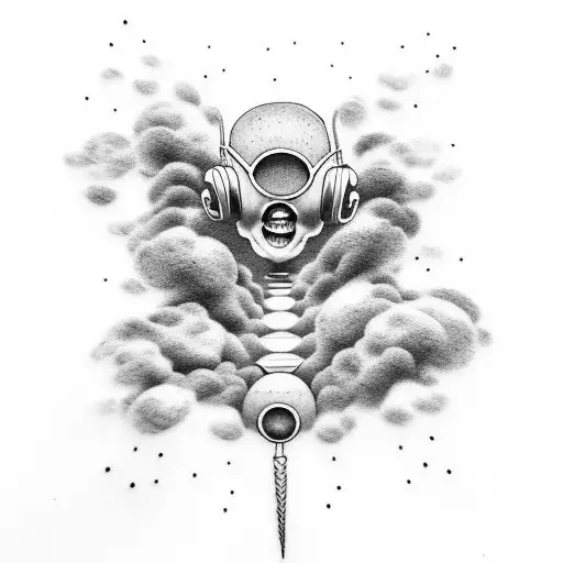 That sounds like a fun and unique tattoo idea! How about a design of an alien DJ or musician, with smoke clouds forming  tattoo design idea