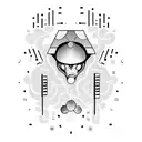 an alien beat maker or with smoke clouds forming musical notes and beats around them? The alien could be sitting   tattoo design idea