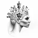 chess queen piece head tattoo design idea