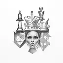 chess queen piece head tattoo design idea