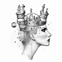 chess queen piece head tattoo design idea