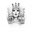 small chess queen tattoo design idea