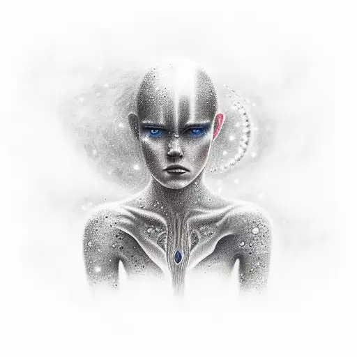 girl walking on the milky way tattoo design idea