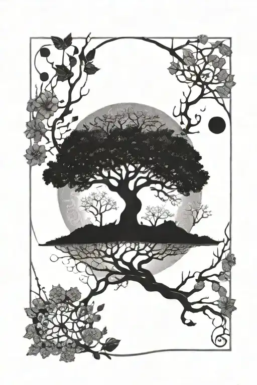 life of tree, zen, life, cell, universe tattoo design idea