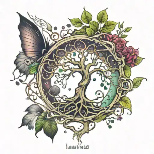 life of tree, life, human cell, universe tattoo design idea