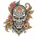 samuri mask tattoo design idea