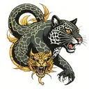 snake and panther  tattoo design idea