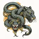 snake and panther  tattoo design idea