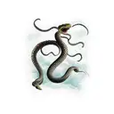 A traditional snake wrapped around a hand holding an old-fashioned dagger, symbolizing the client's passion for both snakes and vintage objects tattoo design idea