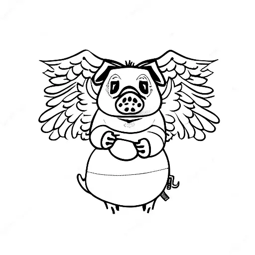 pig angel tattoo design idea