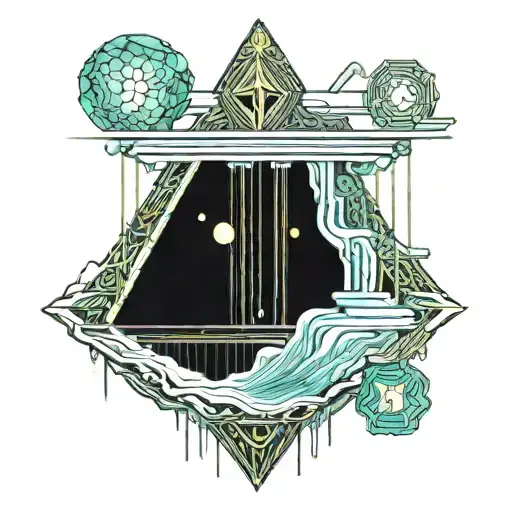 Aquarius waterfall with Virgo earth scenery tattoo design idea