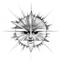 Eclipse with broken Sun rays and chains tattoo design idea