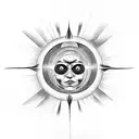 Eclipse with broken Sun rays and chains tattoo design idea