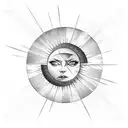 Eclipse with broken Sun rays and chains tattoo design idea