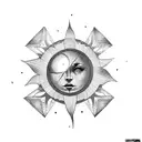 Eclipse with broken Sun rays and chains tattoo design idea