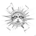 Eclipse with broken Sun rays and chains tattoo design idea