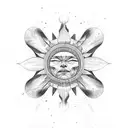 Eclipse with broken Sun rays and chains tattoo design idea