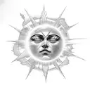 Eclipse with broken Sun rays and chains tattoo design idea