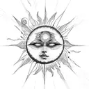 Eclipse with broken Sun rays and chains tattoo design idea