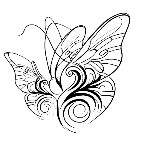 Butterfly wings and infinity  tattoo design idea