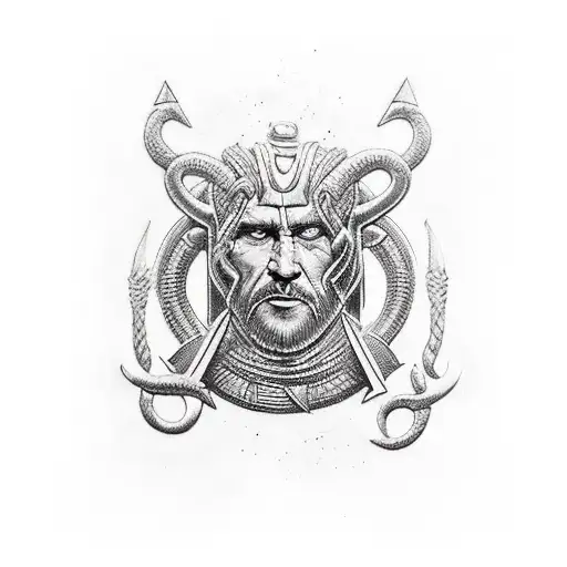  Thor walczący z wężem Jormungand mitologia nordycka tattoo design idea