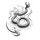 Norse mythology scene with Thor battling Jormungandr, the World Serpent tattoo design idea