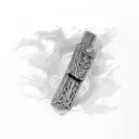 Thor's hammer, Mjolnir, with intricate Nordic patterns and runes tattoo design idea