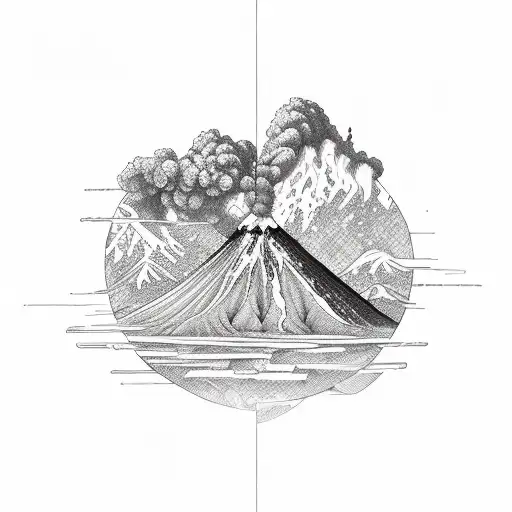 volcano tattoo design idea
