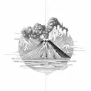 volcano tattoo design idea