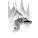 volcano tattoo design idea