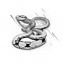 snake wrapped around a blade with throne worms around the handle  tattoo design idea