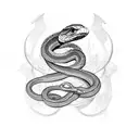 snake wrapped around a blade with throne worms around the handle  tattoo design idea