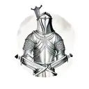 Medieval knight kneeling with a sword tattoo design idea