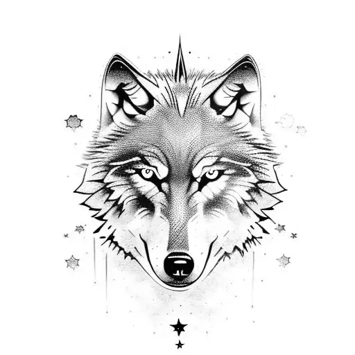 Wolf virgo stars  tattoo design idea
