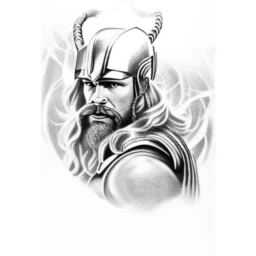 Thor hammer and Zeus lightning bolt tattoo design idea