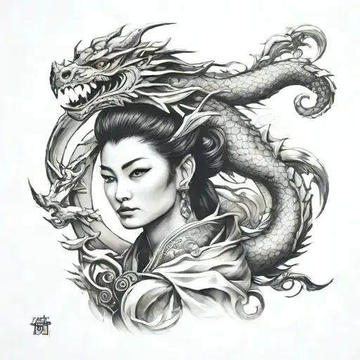 dragone sleeve with oriental tattoo design idea