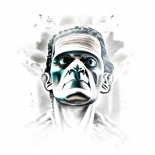 frankenstein and peonies tattoo design idea