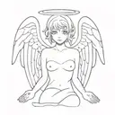 anime female angel with wings and with hands spread tattoo design idea