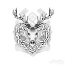 Celtic stag mountains sleeve tattoo design idea