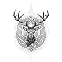 Celtic stag mountains sleeve tattoo design idea