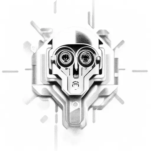A futuristic cyborg with elements of techno music incorporated tattoo design idea