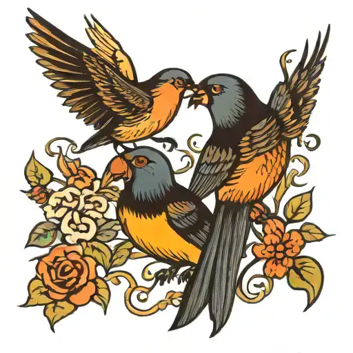 two birds representing the bond within the family tattoo design idea