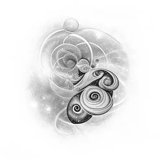 A tattoo that combines the golden ratio with a galaxy and a snail tattoo design idea