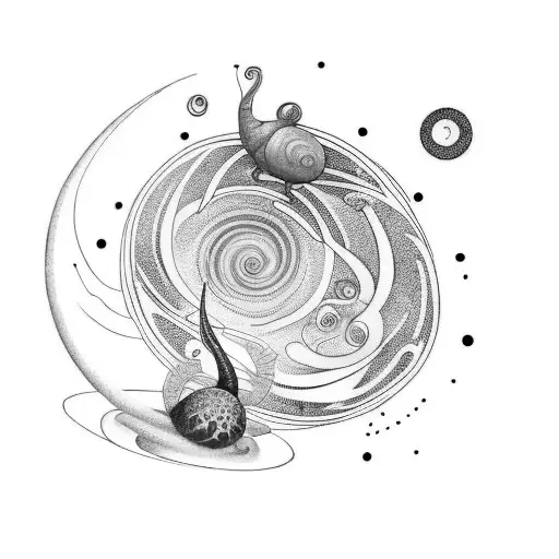 A tattoo that combines the golden ratio with a galaxy and a snail tattoo design idea